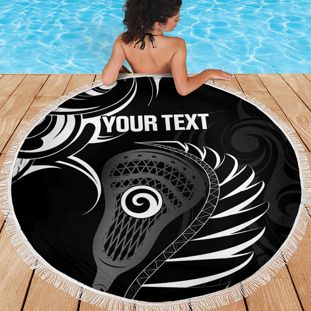 Personalised New Zealand Silver Fern Lacrosse Beach Blanket Aotearoa Maori Pattern LT14 - Polynesian Pride