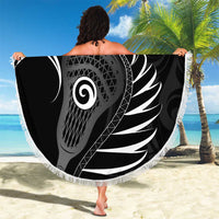 Personalised New Zealand Silver Fern Lacrosse Beach Blanket Aotearoa Maori Pattern LT14 - Polynesian Pride