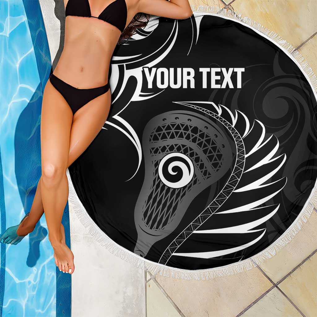 Personalised New Zealand Silver Fern Lacrosse Beach Blanket Aotearoa Maori Pattern LT14 - Polynesian Pride