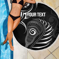 Personalised New Zealand Silver Fern Lacrosse Beach Blanket Aotearoa Maori Pattern LT14 - Polynesian Pride