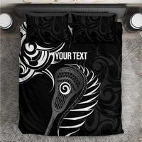 Personalised New Zealand Silver Fern Lacrosse Bedding Set Aotearoa Maori Pattern