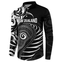 Personalised New Zealand Silver Fern Lacrosse Button Sweatshirt Aotearoa Maori Pattern
