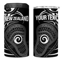 Personalised New Zealand Silver Fern Lacrosse 4 in 1 Can Cooler Tumbler Aotearoa Maori Pattern LT14 One Size: 16 oz Black - Polynesian Pride