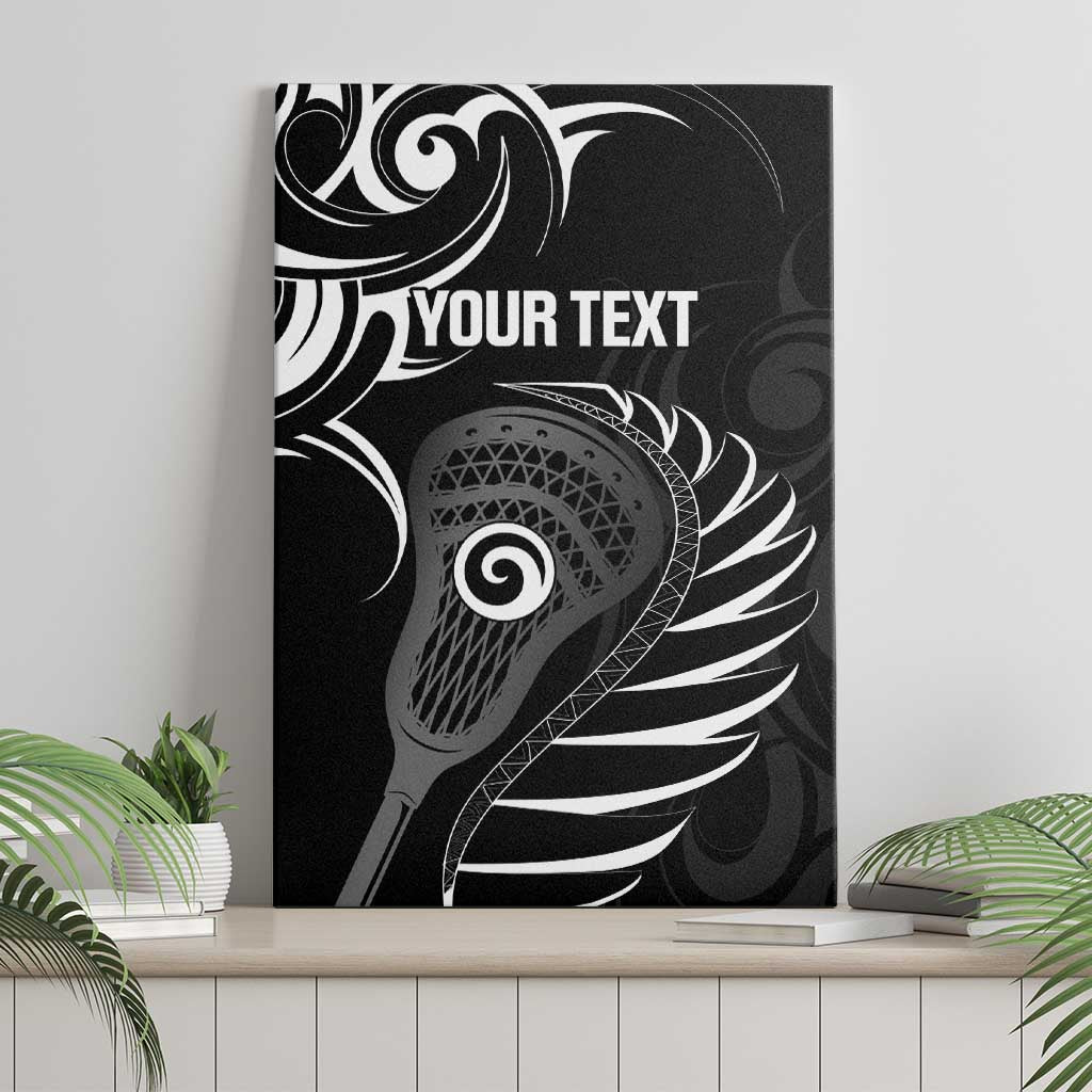 Personalised New Zealand Silver Fern Lacrosse Canvas Wall Art Aotearoa Maori Pattern LT14 - Polynesian Pride
