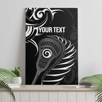 Personalised New Zealand Silver Fern Lacrosse Canvas Wall Art Aotearoa Maori Pattern LT14 - Polynesian Pride