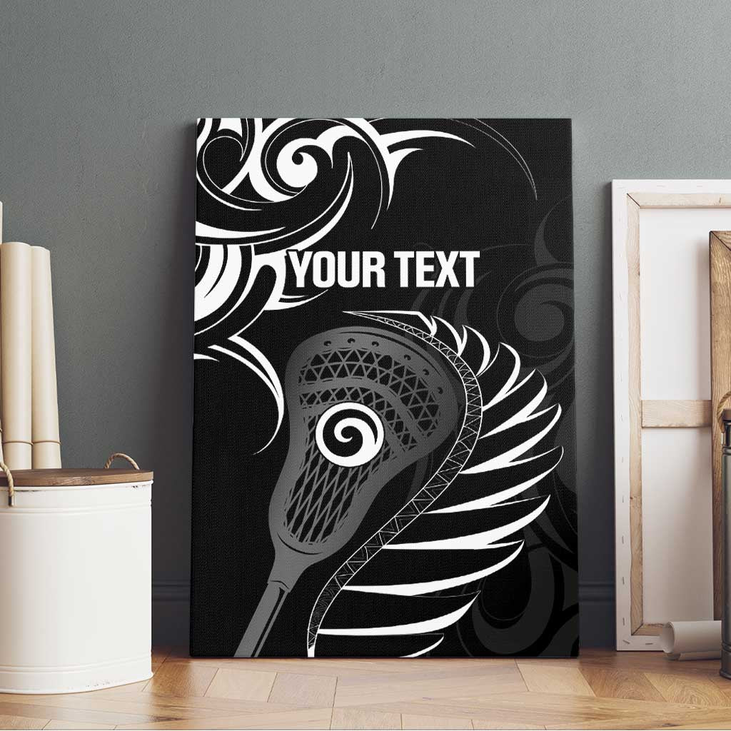Personalised New Zealand Silver Fern Lacrosse Canvas Wall Art Aotearoa Maori Pattern LT14 - Polynesian Pride