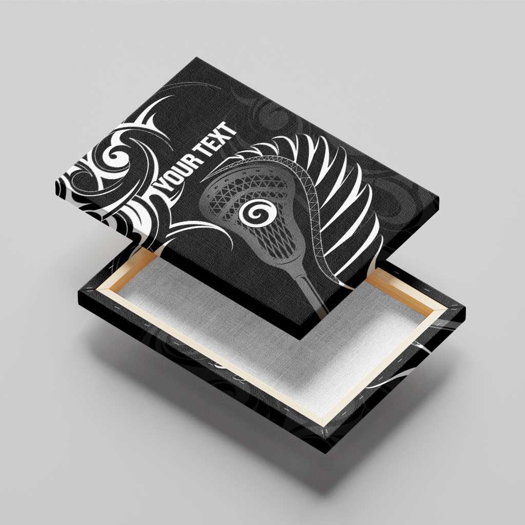Personalised New Zealand Silver Fern Lacrosse Canvas Wall Art Aotearoa Maori Pattern LT14 - Polynesian Pride