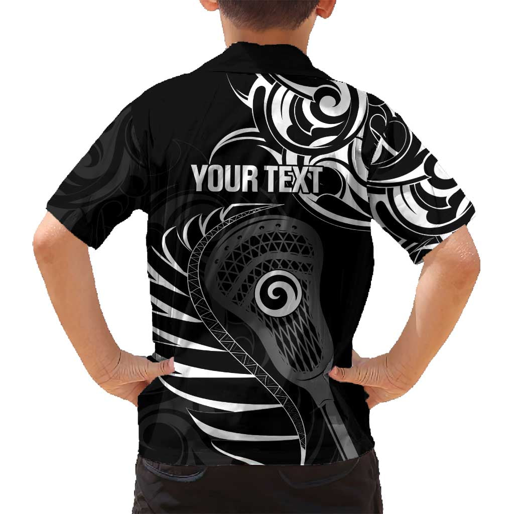 Personalised New Zealand Silver Fern Lacrosse Family Matching Off Shoulder Maxi Dress and Hawaiian Shirt Aotearoa Maori Pattern LT14 - Polynesian Pride