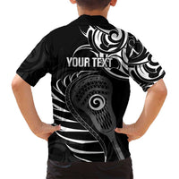 Personalised New Zealand Silver Fern Lacrosse Family Matching Summer Maxi Dress and Hawaiian Shirt Aotearoa Maori Pattern LT14 - Polynesian Pride