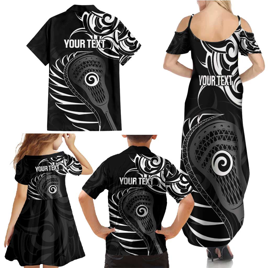 Personalised New Zealand Silver Fern Lacrosse Family Matching Summer Maxi Dress and Hawaiian Shirt Aotearoa Maori Pattern LT14 - Polynesian Pride