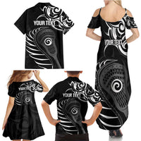 Personalised New Zealand Silver Fern Lacrosse Family Matching Summer Maxi Dress and Hawaiian Shirt Aotearoa Maori Pattern LT14 - Polynesian Pride
