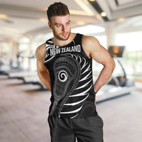 Personalised New Zealand Silver Fern Lacrosse Men Tank Top Aotearoa Maori Pattern LT14 Black - Polynesian Pride