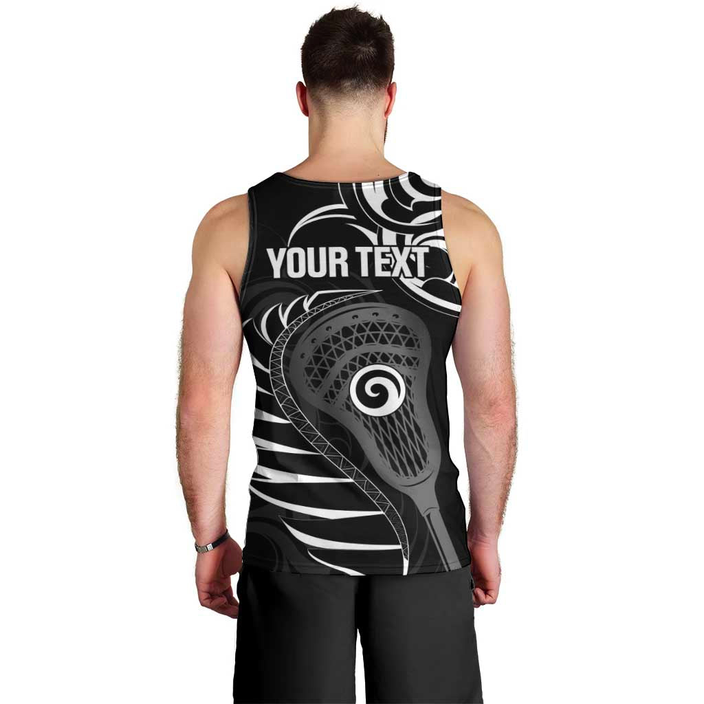 Personalised New Zealand Silver Fern Lacrosse Men Tank Top Aotearoa Maori Pattern LT14 - Polynesian Pride