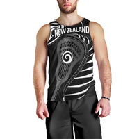 Personalised New Zealand Silver Fern Lacrosse Men Tank Top Aotearoa Maori Pattern LT14 - Polynesian Pride