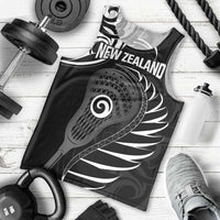 Personalised New Zealand Silver Fern Lacrosse Men Tank Top Aotearoa Maori Pattern LT14 - Polynesian Pride