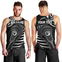 Personalised New Zealand Silver Fern Lacrosse Men Tank Top Aotearoa Maori Pattern LT14 - Polynesian Pride