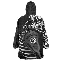 Personalised New Zealand Silver Fern Lacrosse Wearable Blanket Hoodie Aotearoa Maori Pattern LT14 - Polynesian Pride