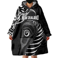 Personalised New Zealand Silver Fern Lacrosse Wearable Blanket Hoodie Aotearoa Maori Pattern LT14 - Polynesian Pride