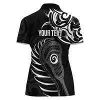 Personalised New Zealand Silver Fern Lacrosse Women Polo Shirt Aotearoa Maori Pattern LT14 - Polynesian Pride