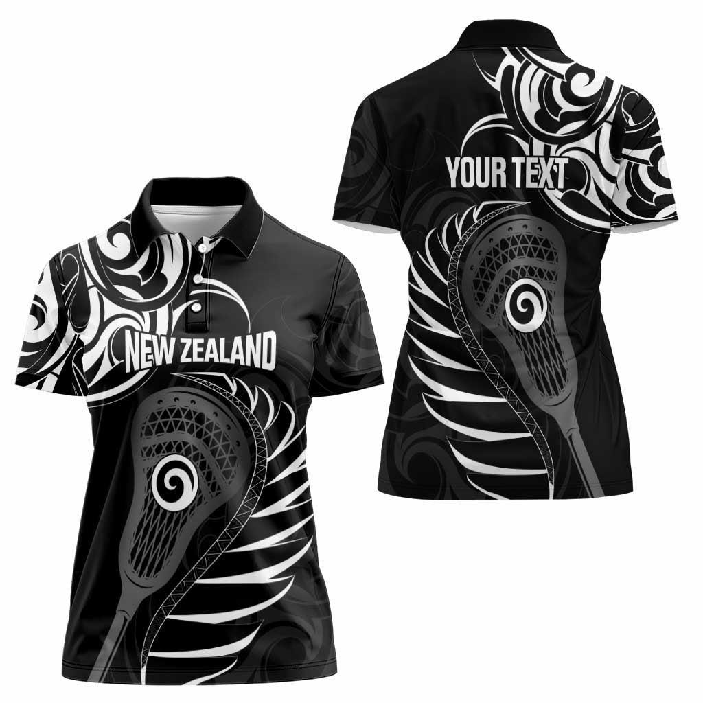 Personalised New Zealand Silver Fern Lacrosse Women Polo Shirt Aotearoa Maori Pattern LT14 - Polynesian Pride