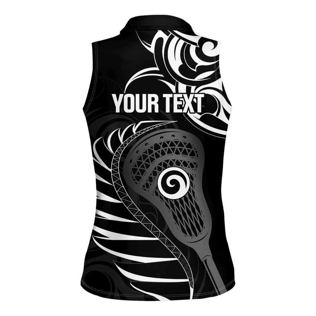 Personalised New Zealand Silver Fern Lacrosse Women Sleeveless Polo Shirt Aotearoa Maori Pattern LT14 - Polynesian Pride