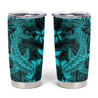 Polynesian Tumbler Cup Turquoise Hawaiian Tribal Hammerhead Shark