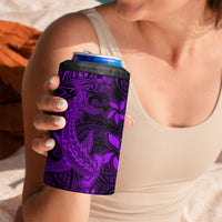 Polynesian 4 in 1 Can Cooler Tumbler Purple Hawaiian Tribal Hammerhead Shark