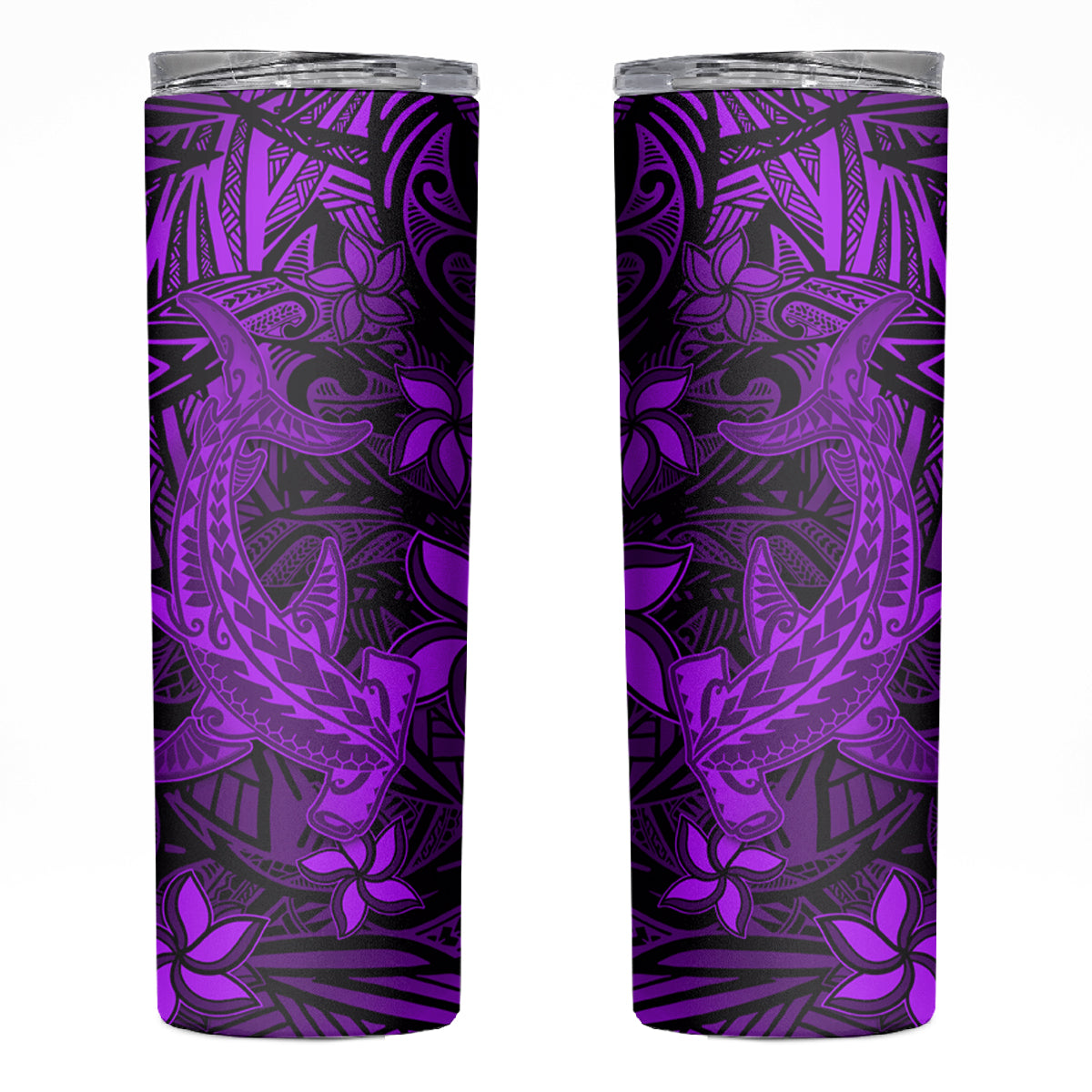 Polynesian Skinny Tumbler Purple Hawaiian Tribal Hammerhead Shark LT14 Purple - Polynesian Pride