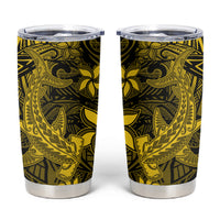 Polynesian Tumbler Cup Gold Hawaiian Tribal Hammerhead Shark