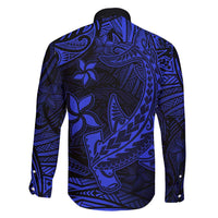 Blue Polynesian Family Matching Outfits Mermaid Dress And Hawaiian Shirt Tribal Hammerhead Shark LT14 - Polynesian Pride