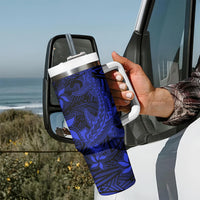Polynesian Tumbler With Handle Blue Hawaiian Tribal Hammerhead Shark