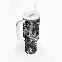 Polynesian Tumbler With Handle Black Hawaiian Tribal Hammerhead Shark