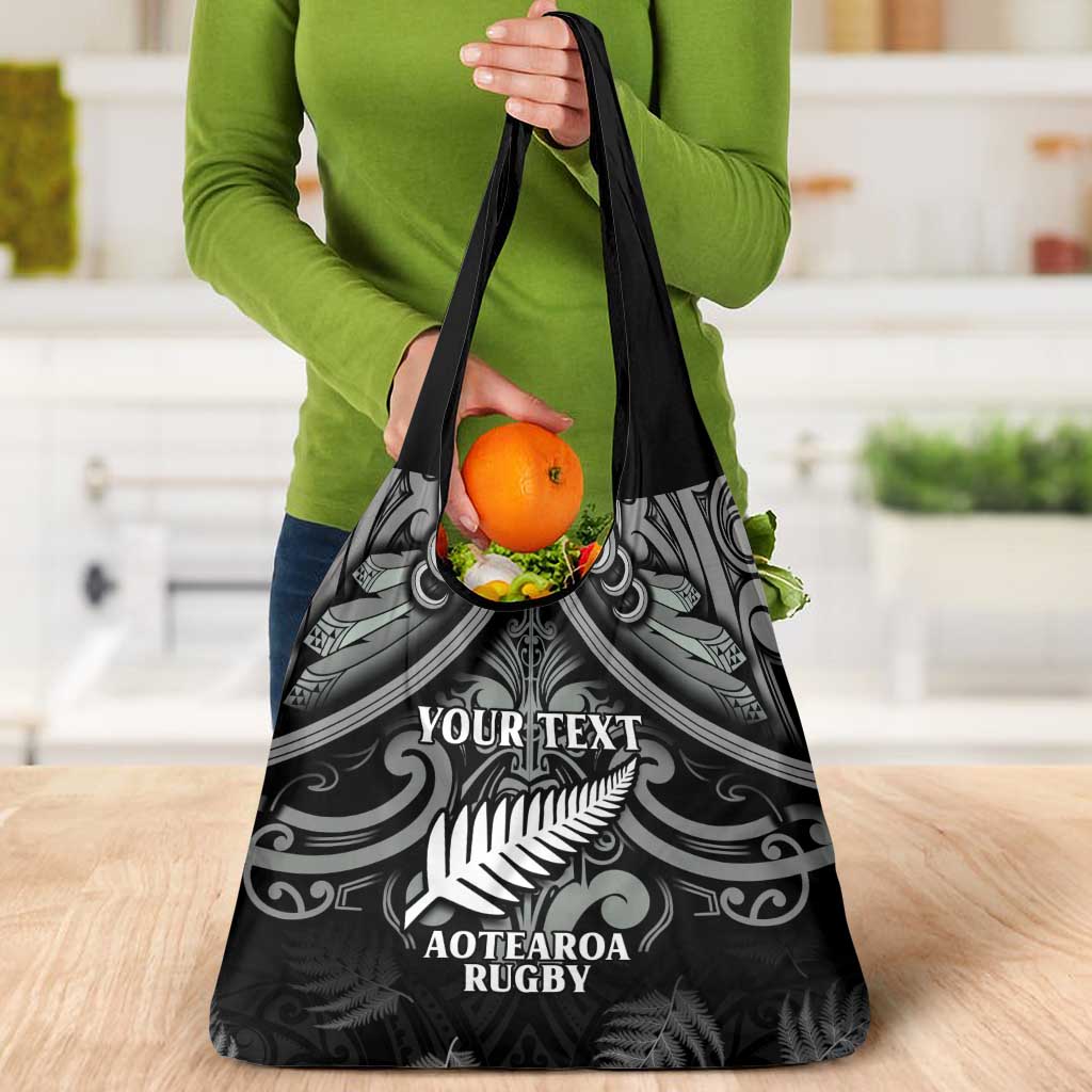 Custom New Zealand Silver Fern Rugby Grocery Bag All Black Since 1892 Aotearoa Moko Maori LT14 - Polynesian Pride