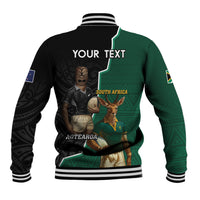Personalised New Zealand And South Africa Rugby Baseball Jacket 2024 All Black Springboks Mascots Together LT14 - Polynesian Pride