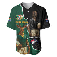 Personalised New Zealand And South Africa Rugby Baseball Jersey 2024 All Black Springboks Mascots Together LT14 Green - Polynesian Pride