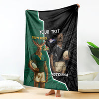 Personalised New Zealand And South Africa Rugby Blanket 2024 All Black Springboks Mascots Together LT14 - Polynesian Pride