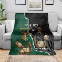 Personalised New Zealand And South Africa Rugby Blanket 2024 All Black Springboks Mascots Together LT14 - Polynesian Pride
