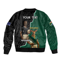 Personalised New Zealand And South Africa Rugby Bomber Jacket 2024 All Black Springboks Mascots Together LT14 - Polynesian Pride