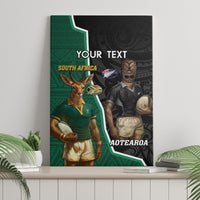 Personalised New Zealand And South Africa Rugby Canvas Wall Art 2024 All Black Springboks Mascots Together LT14 - Polynesian Pride