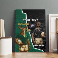Personalised New Zealand And South Africa Rugby Canvas Wall Art 2024 All Black Springboks Mascots Together LT14 - Polynesian Pride
