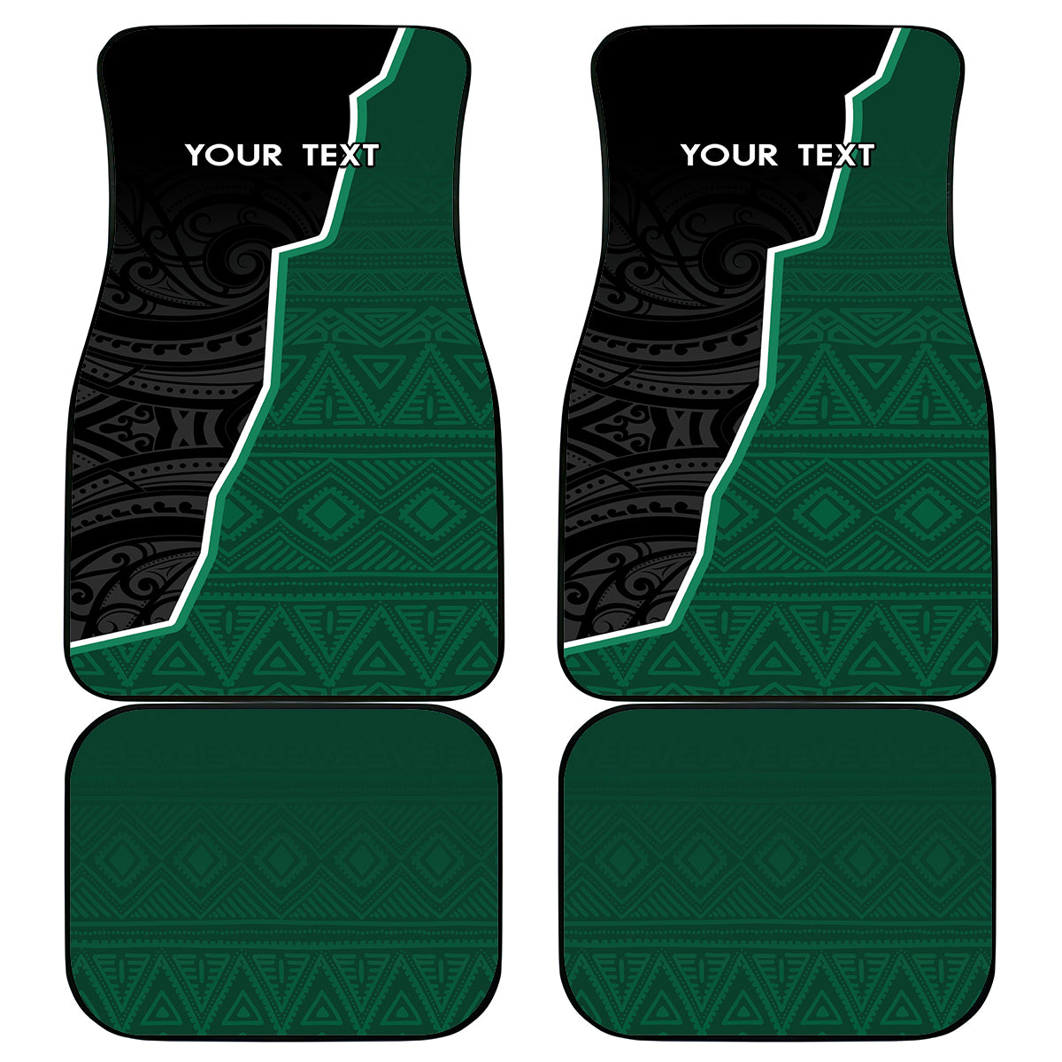 Personalised New Zealand And South Africa Rugby Car Mats 2024 All Black Springboks Mascots Together LT14 - Polynesian Pride