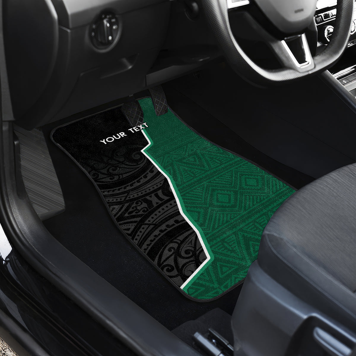 Personalised New Zealand And South Africa Rugby Car Mats 2024 All Black Springboks Mascots Together LT14 - Polynesian Pride