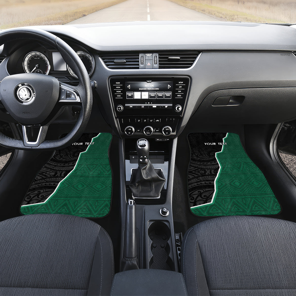 Personalised New Zealand And South Africa Rugby Car Mats 2024 All Black Springboks Mascots Together LT14 Set 2pcs - Front Green - Polynesian Pride