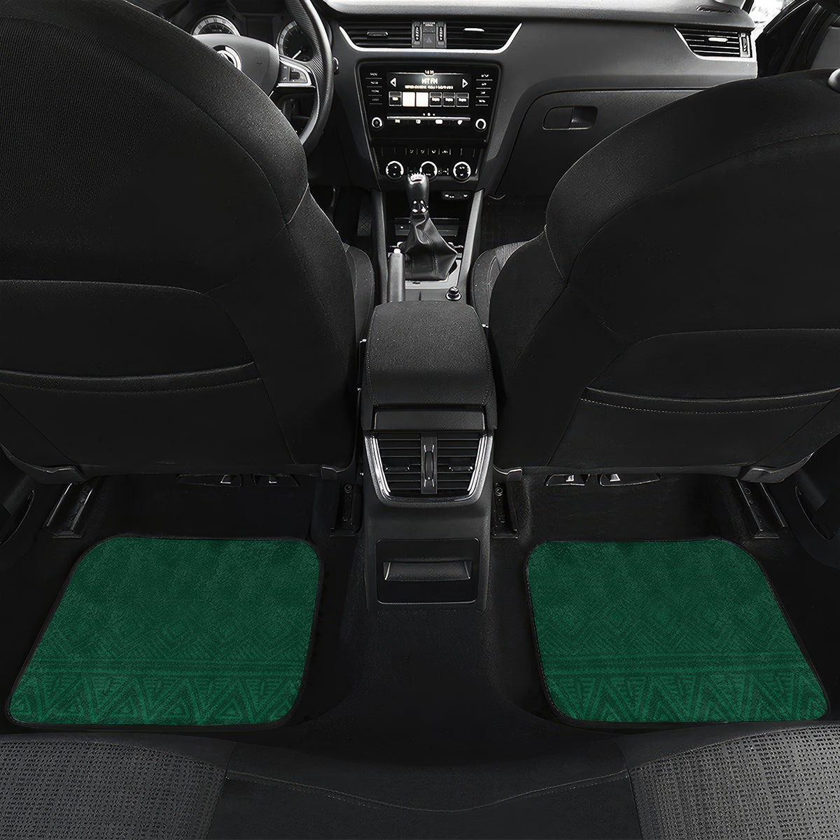Personalised New Zealand And South Africa Rugby Car Mats 2024 All Black Springboks Mascots Together LT14 Set 2pcs - Back Green - Polynesian Pride