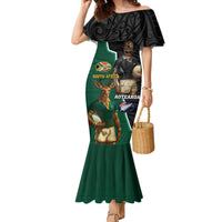 Personalised New Zealand And South Africa Rugby Family Matching Mermaid Dress and Hawaiian Shirt 2024 All Black Springboks Mascots Together LT14 Mom's Dress Green - Polynesian Pride