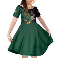 Personalised New Zealand And South Africa Rugby Family Matching Off Shoulder Maxi Dress and Hawaiian Shirt 2024 All Black Springboks Mascots Together LT14 Daughter's Dress Green - Polynesian Pride