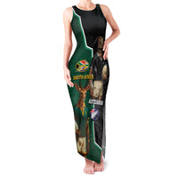 Personalised New Zealand And South Africa Rugby Family Matching Tank Maxi Dress and Hawaiian Shirt 2024 All Black Springboks Mascots Together LT14 Mom's Dress Green - Polynesian Pride