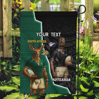 Personalised New Zealand And South Africa Rugby Garden Flag 2024 All Black Springboks Mascots Together LT14 Garden Flag Green - Polynesian Pride
