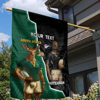 Personalised New Zealand And South Africa Rugby Garden Flag 2024 All Black Springboks Mascots Together LT14 - Polynesian Pride