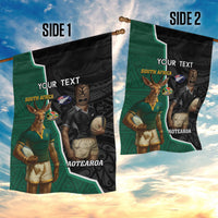 Personalised New Zealand And South Africa Rugby Garden Flag 2024 All Black Springboks Mascots Together LT14 - Polynesian Pride